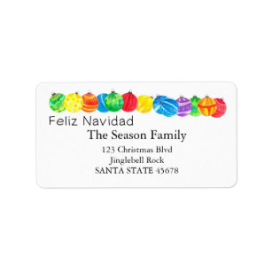 Feliz Navidad-etikett för handmålad vattenfärg Adressetikett
