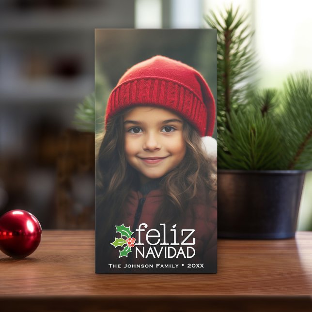 Feliz Navidad: Ett stort foto Julkort (Online Christmas card template, minimal design with 1 photo. Download option available)