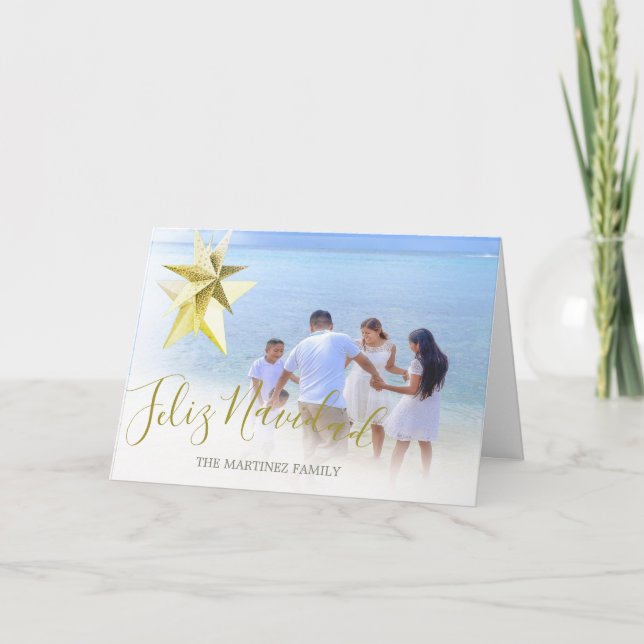 Feliz Navidad Family Photo Parol Spanska Kort (Framsida)