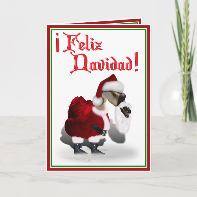Feliz Navidad - Fåniget Santa Goose Helgkort (Framsida)
