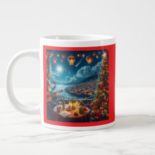 Feliz Navidad Festive Guitar Player Coastal Town Jumbo Mugg
