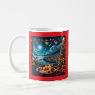 Feliz Navidad Festive Guitar Player Coastal Town Kaffemugg