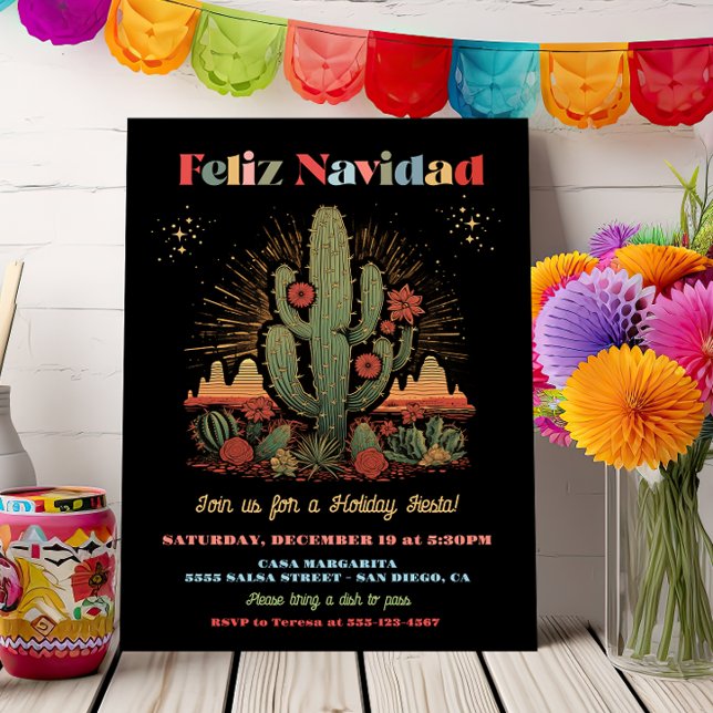 Feliz navidad Fiesta Cactus Desert Evening Inbjudningar (Skapare uppladdad)
