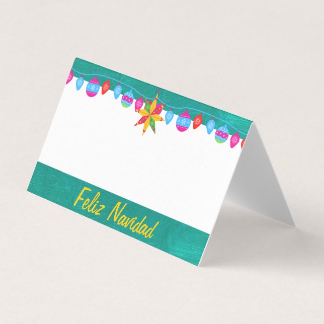Feliz Navidad Fiesta on Rosa & Grönt Sarape Kort (Framsida)