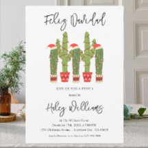 Feliz navidad Fiesta Watercolor Cactus jul
