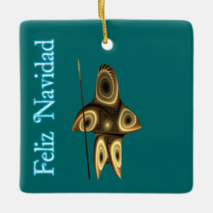 Feliz Navidad - Fractal Inuit Hunter Julgransprydnad Keramik