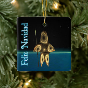 Feliz Navidad - Fractal Inuit Hunter Julgransprydnad Keramik