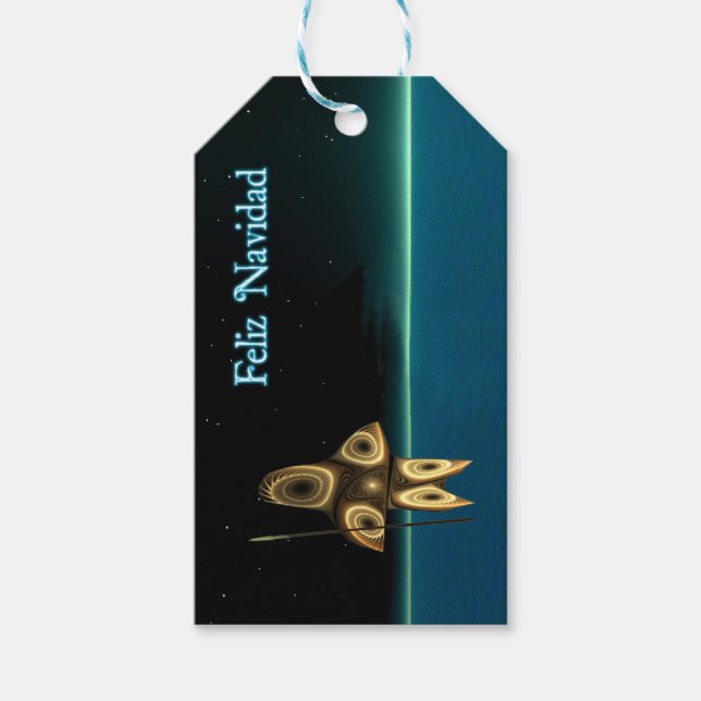 Feliz Navidad - Fractal Inuit Hunter Presentetikett (Framsidan)
