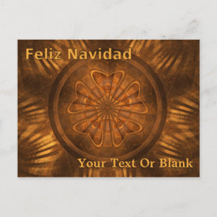 Feliz Navidad - Fractal Wood Carving Vykort