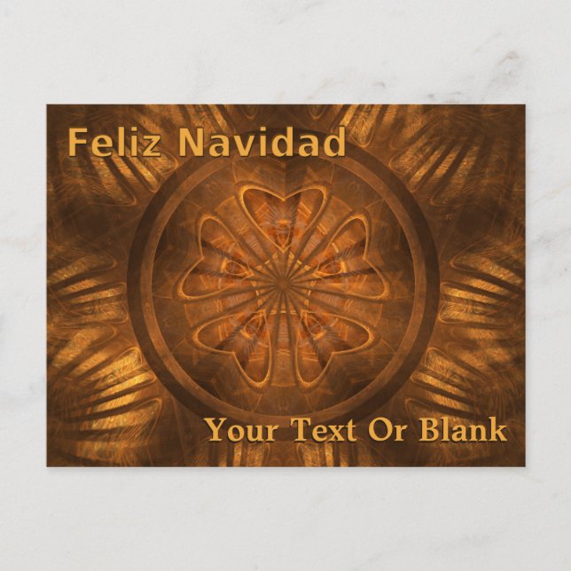 Feliz Navidad - Fractal Wood Carving Vykort (Framsida)