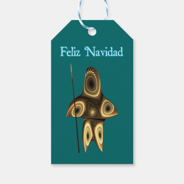 Feliz Navidad - Fraktal Inuitjägare Presentetikett (Framsidan)