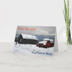 Feliz Navidad - gammal röd lastbil Helgkort