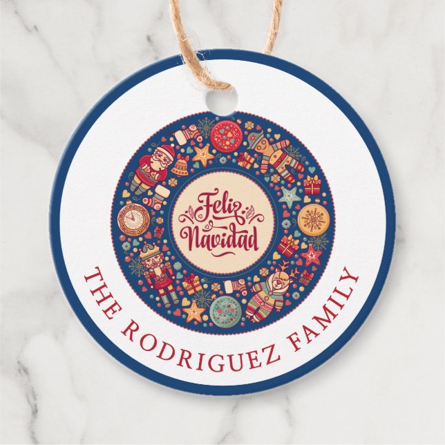 Feliz Navidad Gåvor Etiketter (Framsida)