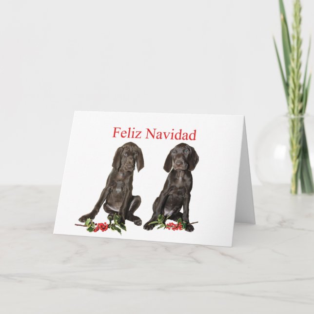 Feliz Navidad German shorthar Puppies Helgkort (Framsida)