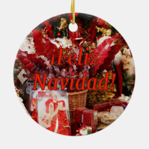 ¡ Feliz Navidad! God jul i spanjor rf Julgransprydnad Keramik