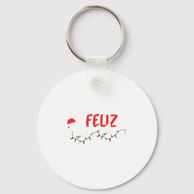 Feliz Navidad God jul Julafton Ljus Pajamas Nyckelring (Framsida)