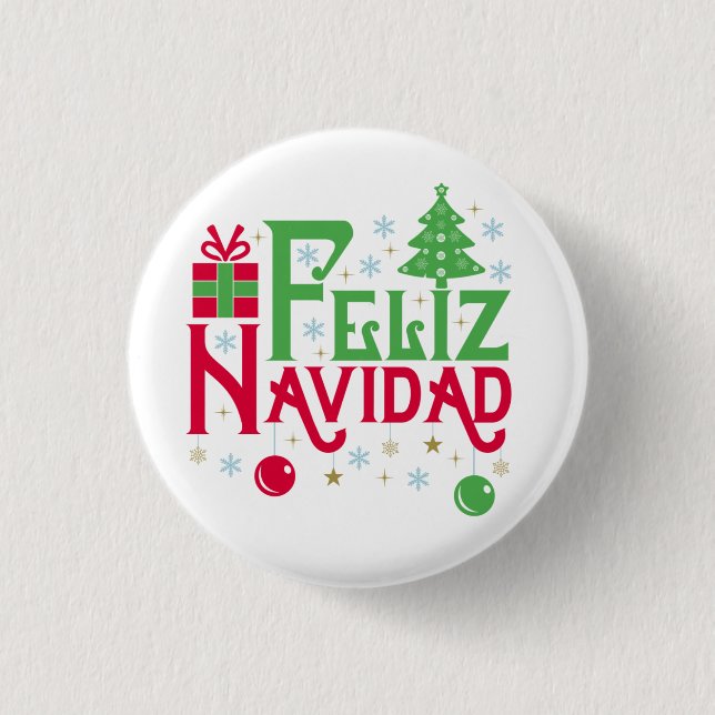 Feliz Navidad God jul Lycklig Yule Knapp (Framsida)