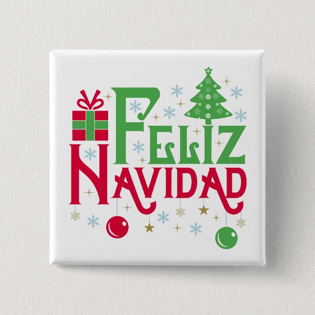 Feliz Navidad God jul Lycklig Yule Knapp (Framsida)