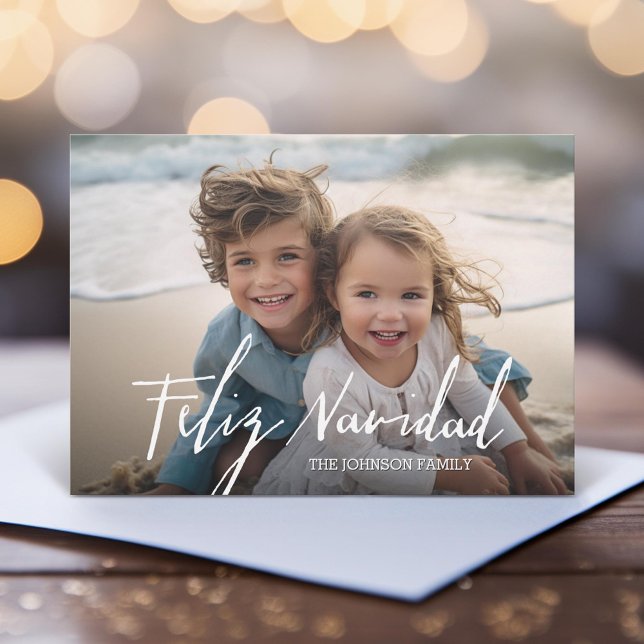 Feliz Navidad - God jul Modern Fullt Photo Julkort (Unique Photo Card)