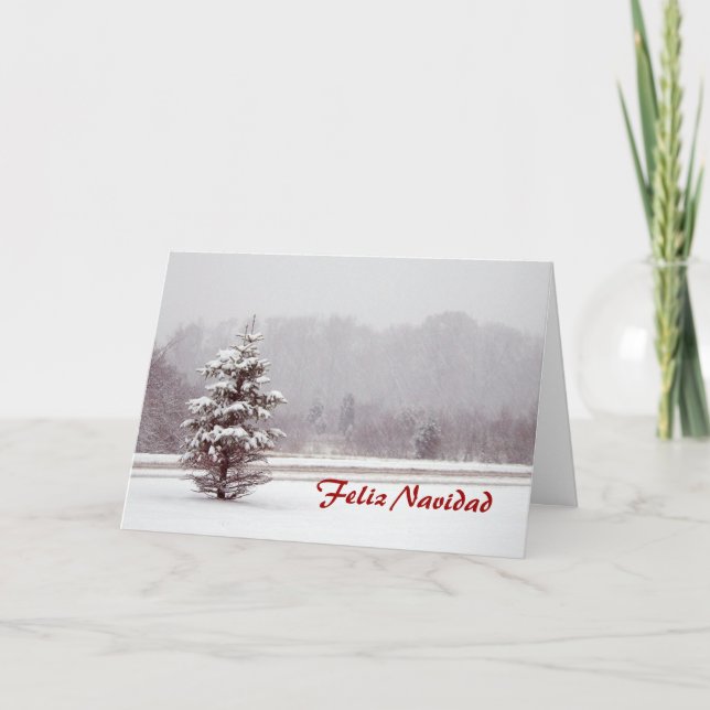 Feliz Navidad God jul på spanska och snö Helgkort (Framsida)