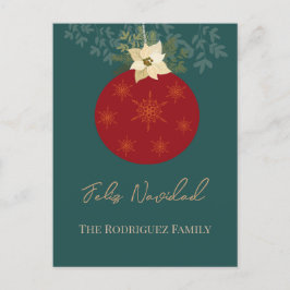 Feliz Navidad-God jul Red Ornament Helgdag Helg Vykort