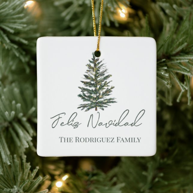 Feliz Navidad-God jul Träd och Ljus Julgransprydnad Keramik (Träd)