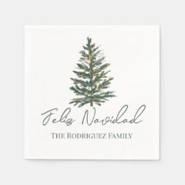 Feliz Navidad-God jul Träd och Ljus Pappersservett