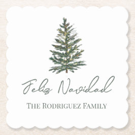 Feliz Navidad-God jul Träd och Ljus Underlägg Papper