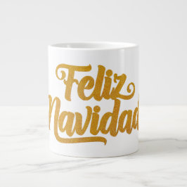 "Feliz Navidad" Goldener Schriftzug Spanisch Jumbo Mugg