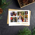 Feliz Navidad Guld 6 Photo<br><div class="desc">Skicka din jul önskemål i stil med ditt Feliz Navidad Guld 6-fotokort för Helgdag.</div>
