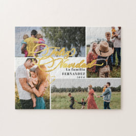 Feliz Navidad Guld jul, fyra foto Collage Pussel