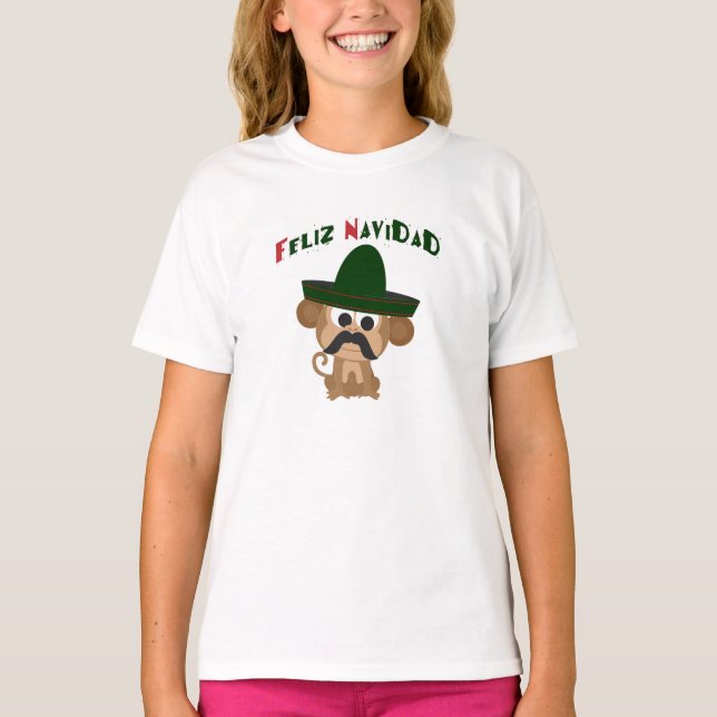 Feliz Navidad! Gullig apa T Shirt (Framsida)