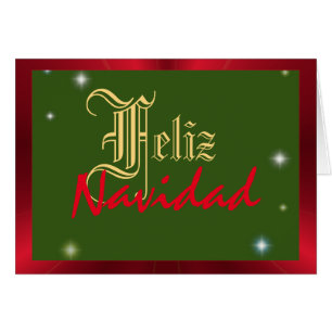 Feliz Navidad hade röd färg och grönt jul Hälsningskort