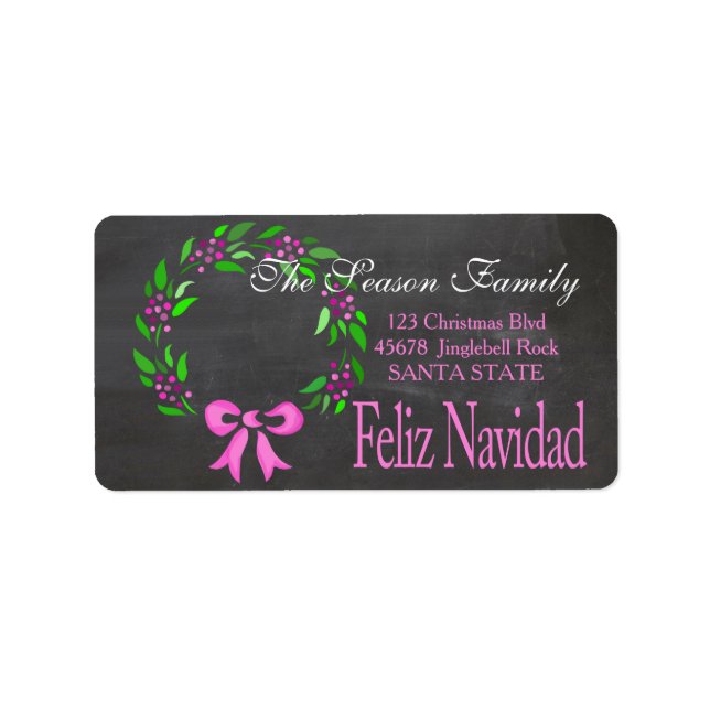 Feliz Navidad Helgdag Address Label Adressetikett (Framsidan)