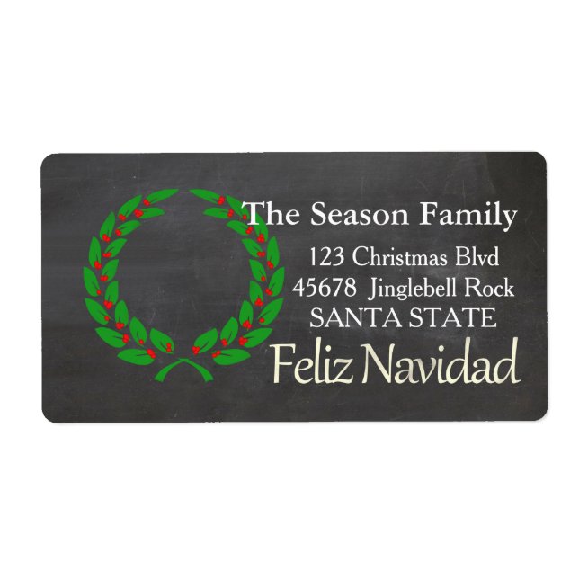 Feliz Navidad Helgdag Address Label Fraktsedel (Framsidan)