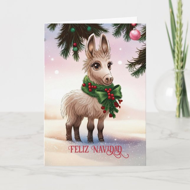 Feliz Navidad Helgdag jul Cute Donkey Burro Kort (Framsida)