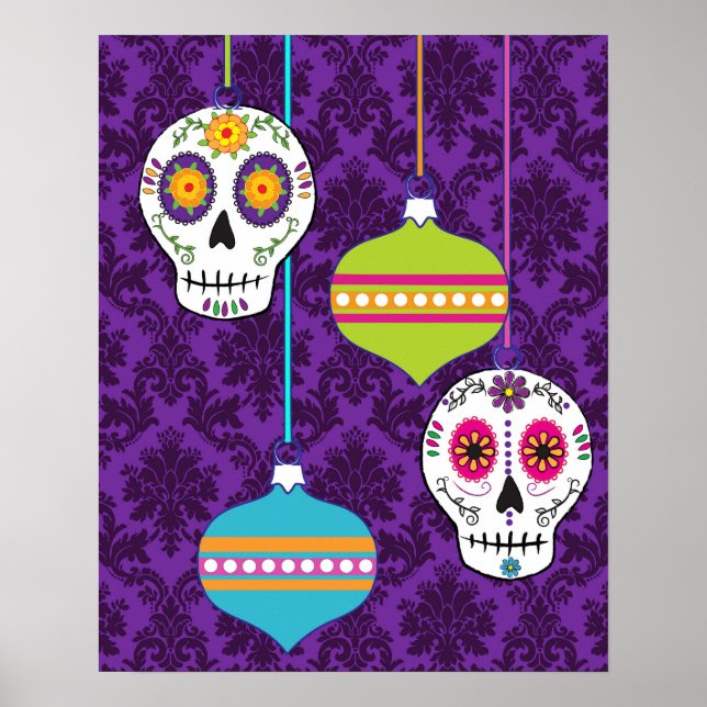 Feliz Navidad Helgdag Sugar Skull Poster/skriver u Poster (Framsidan)