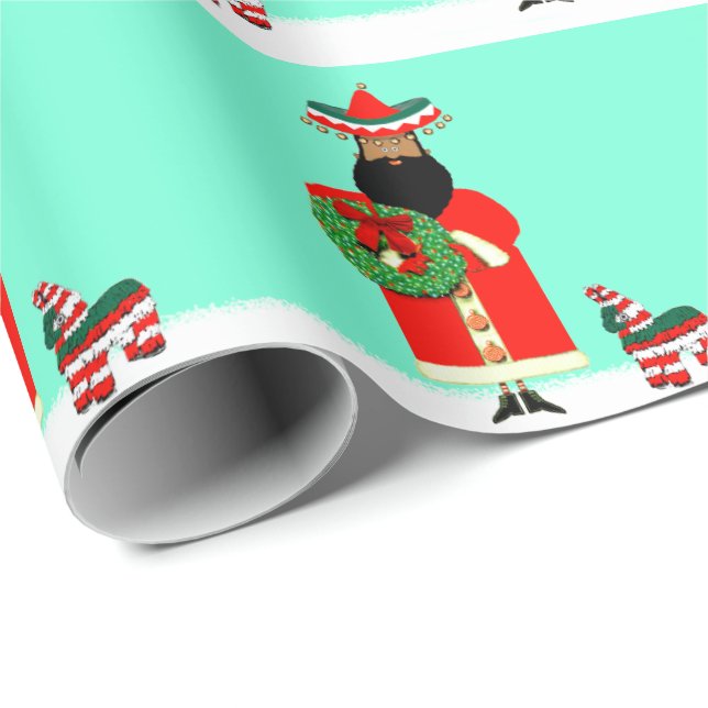 Feliz Navidad Holiday Present Presentpapper (Rullad Hörn)