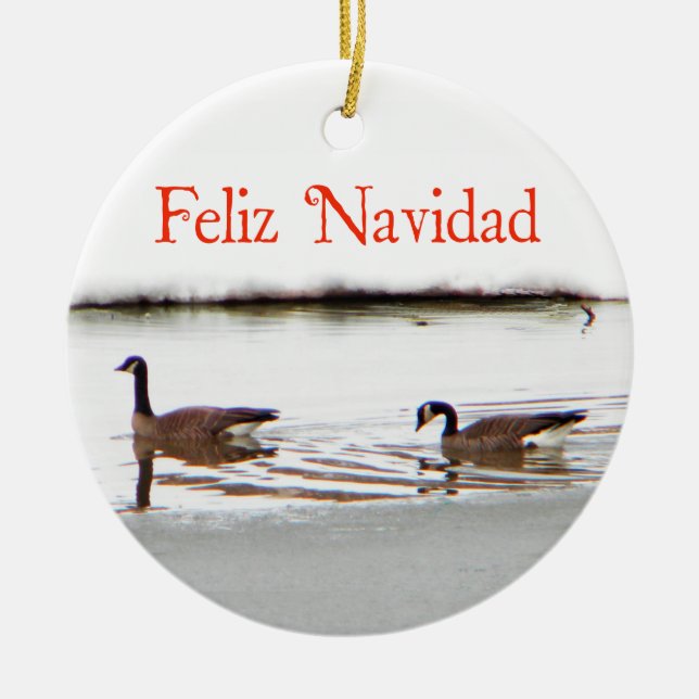 Feliz Navidad - Honkers - Canada Geese Julgransprydnad Keramik (Framsidan)