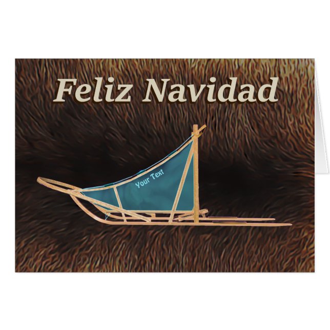 Feliz Navidad - Hund Sled Hälsningskort (Framsidan Horizontal)