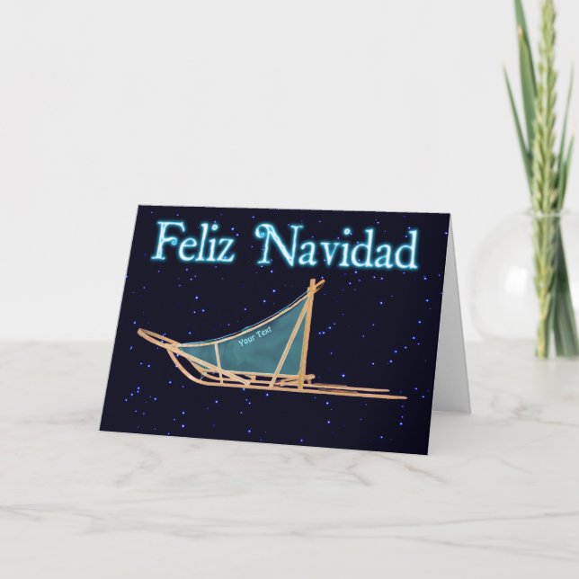Feliz Navidad - Hund Sled Helgkort (Framsida)
