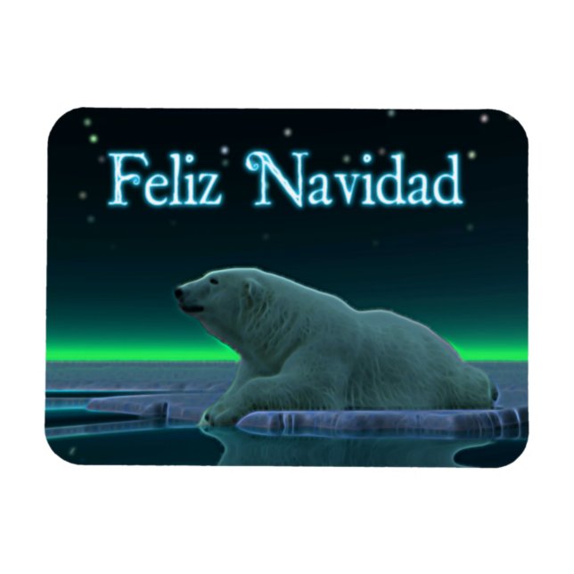 Feliz Navidad - Ice Kant Polar Bear Magnet (Horisontell)