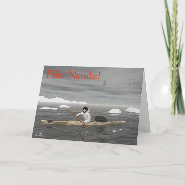 Feliz Navidad - Inuit Kayak Helgkort (Framsida)