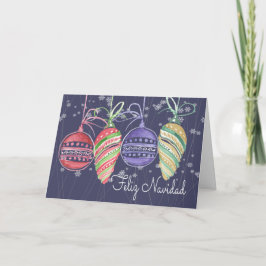 Feliz Navidad jul Baubles Watercolor Helgkort