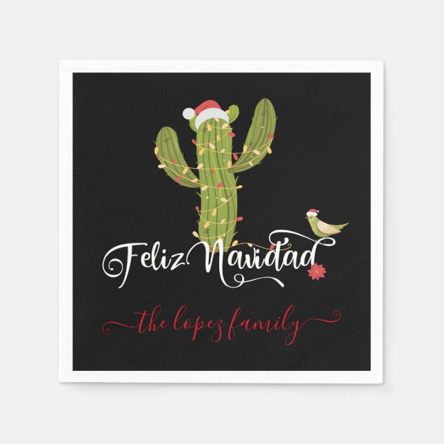 Feliz Navidad jul Cactus Party Pappersservett (Framsidan)