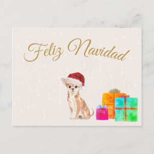 Feliz Navidad jul Chihuahua Hund Merry Bright Vykort