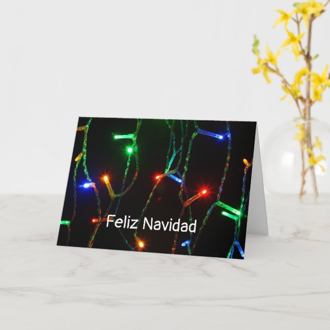 "Feliz Navidad" jul färgglada lampor Kort (Gul blomma)
