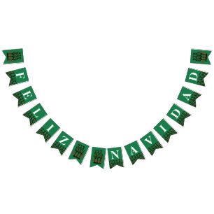 Feliz Navidad jul Fiesta Party Bunting Flagga