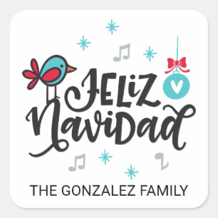 Feliz Navidad, jul Fyrkantigt Klistermärke