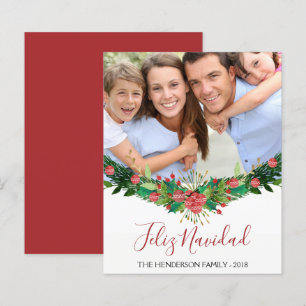 Feliz Navidad jul Garland Script Photo Card